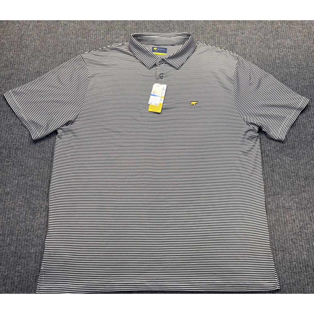 Jack Nicklaus Mens Golden Bear Striped Performance Polo Shirt Caviar XL JNKSE022